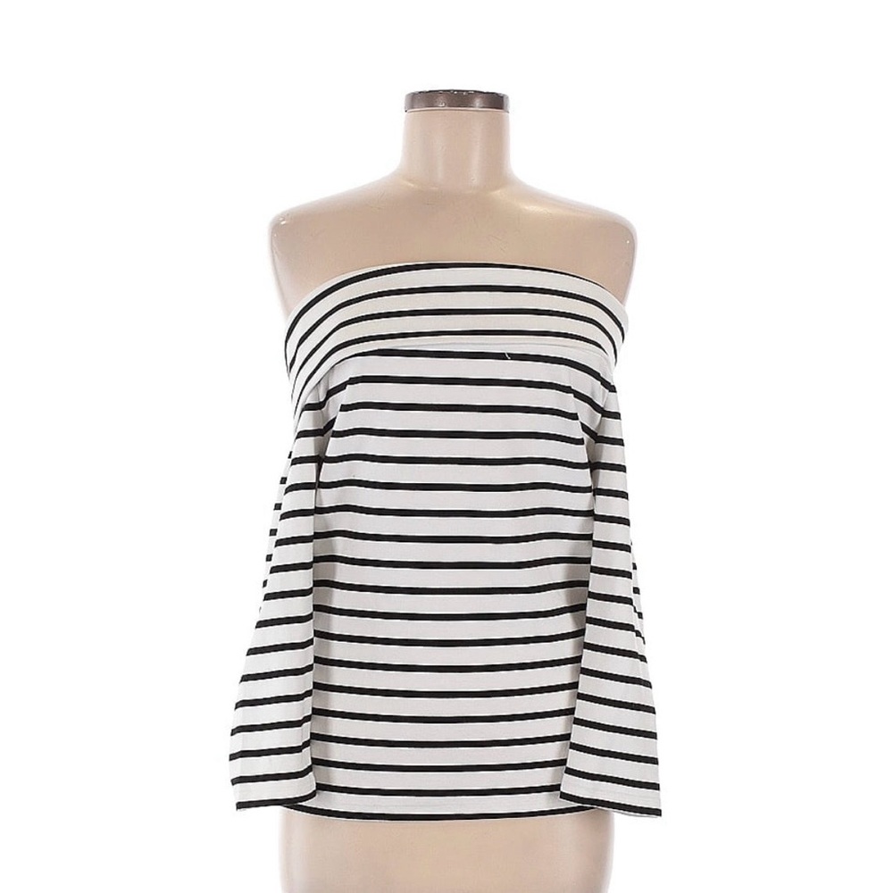 Anthropologie Off-Shoulder Striped Long Sleeve Top